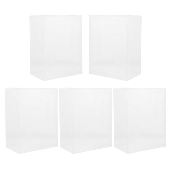 Luxshiny Set of 5 Clear Stackable Display Cases for Dolls and Figurines, Transparent Protective Storage Boxes