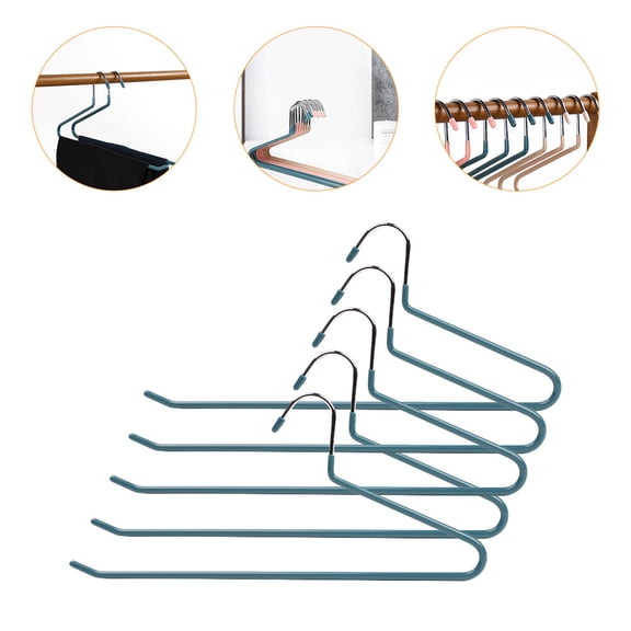 Luxshiny 5Pcs Vertical Pant Hangers Dark Green Rust Resistant Hanger for Clothes Protection