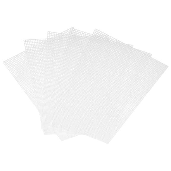 Luxshiny 5Pcs White Plastic Canvas Mesh Sheets Durable Grid Fabric for Cross Stitch and Needlepoint Crafts