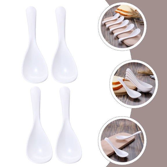 Luxshiny 5Pcs White Plastic Small Soup Spoons Dishwasher Safe for Restaurant and Household