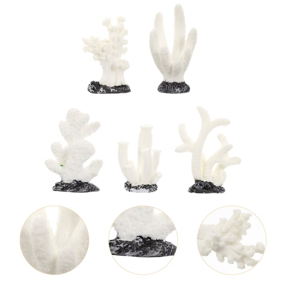 Luxshiny 5Pcs White Simulation Coral Decor for Fish Tank Aquarium Plants Safe for Fresh Salt Water