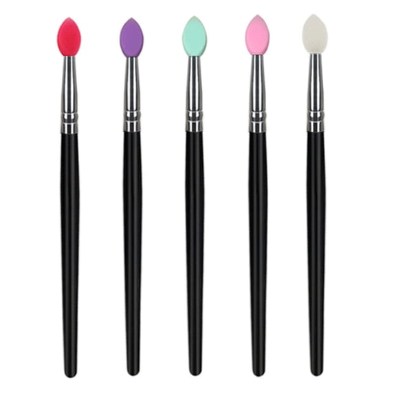 Luxshiny 5Pcs Face Beauty Makeup Brush Set Black Artificial Fiber for Natural Look