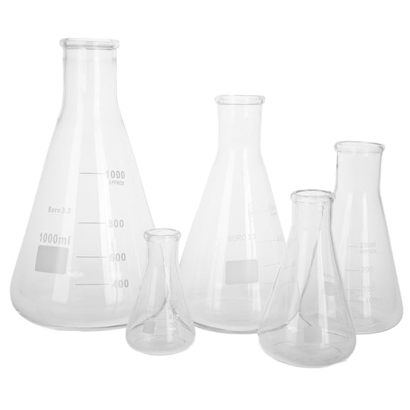 Luxshiny Graduated Conical Flasks 5Pcs Multi High Borosilicate Glass for Lab