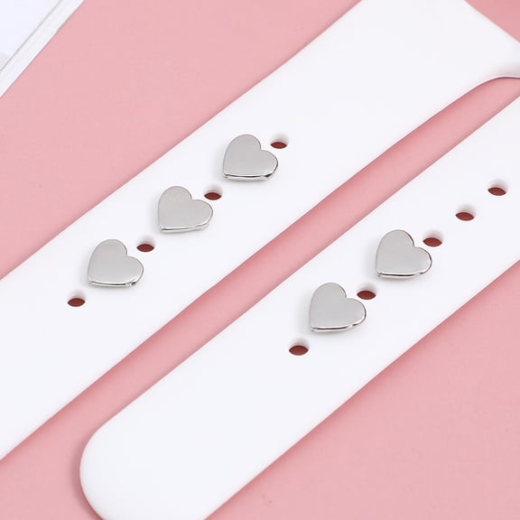 Luxshiny 5pcs Watchband Nail Adorns Silver Heart Watch Strap for Watch Accessories