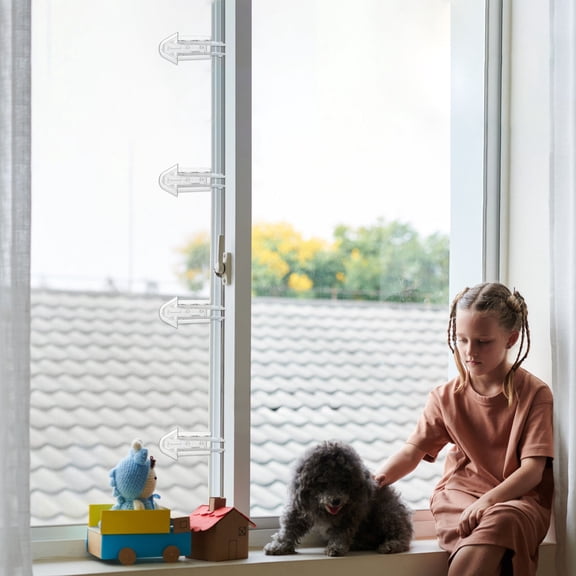 Luxshiny 6-Pack Transparent ABS Window Lock Replacement with Security Features for Homeowners