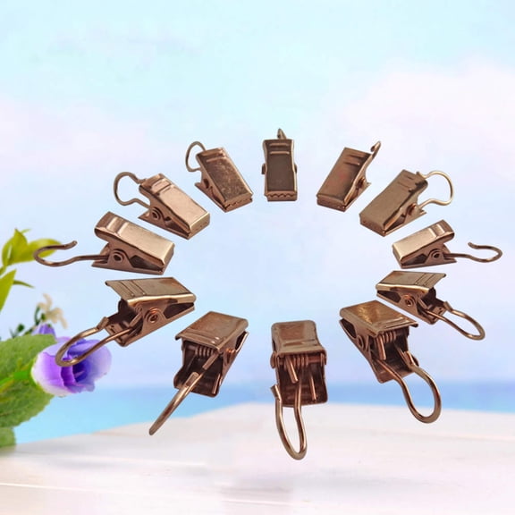 Luxshiny Steel Curtain Clip Rings for Drapery Hanging Golden 60Pcs