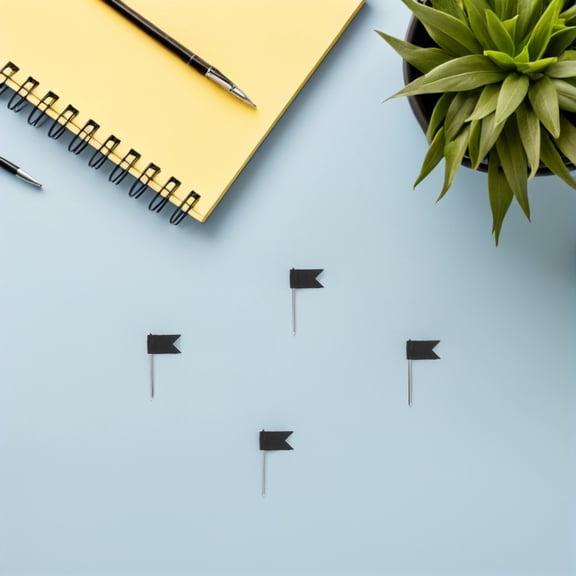 Luxshiny 60Pcs Black Map Push Pins with Flag Design for Office and Travel Maps