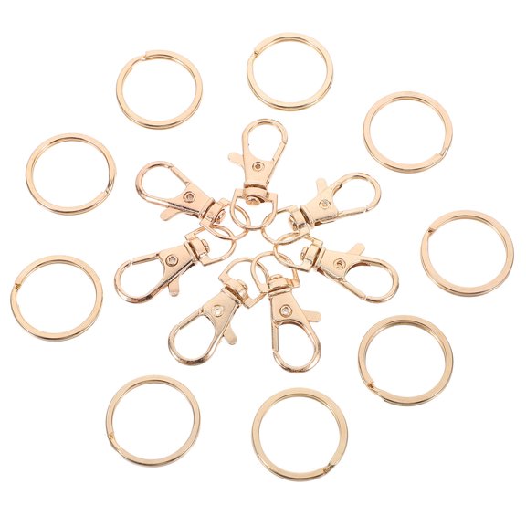 Luxshiny 60Pcs Golden Zinc Alloy Keychain Buckles Strong Holder for Car Keys and Home Keys