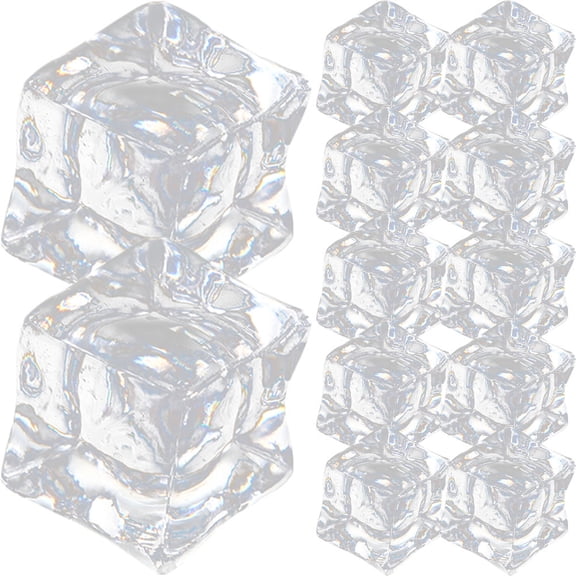 Luxshiny 60Pcs Transparent Fake Ice Cubes Reusable Plastic Ice Cubes for Vase Fillers and Decorations