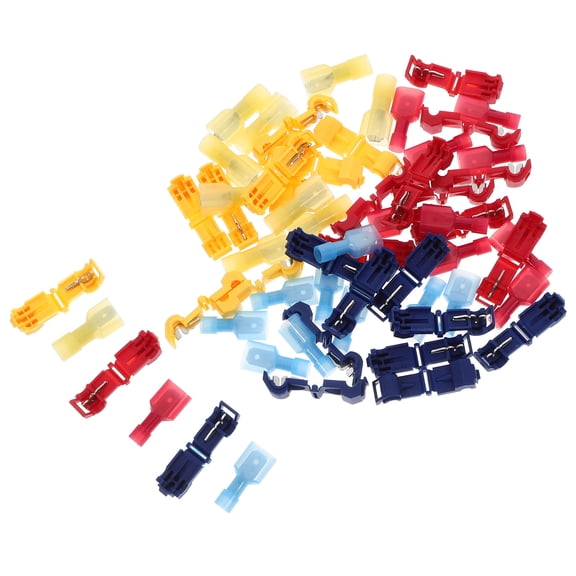 Luxshiny 60Pcs Multi-Color T-Tap Connectors Brass and Plastic Quick Electrical Wire Splice Terminals