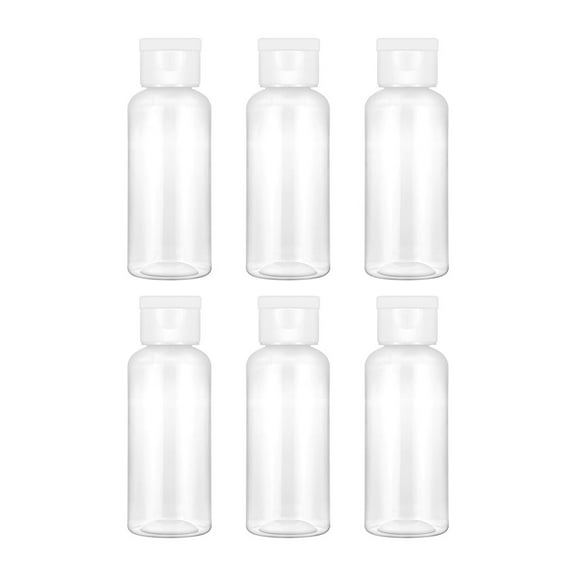 Luxshiny 6Pcs 50Ml White Plastic Empty Bottles with Caps Leak Proof Travel Containers for Daily Cosmetics
