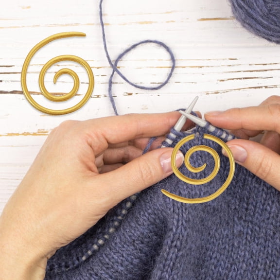 Luxshiny 6Pcs Alloy Golden Knitting Needles Spiral Cable Lightweight Portable Sweater Knitting Tools