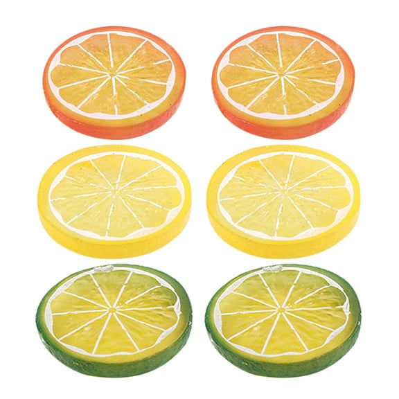 Luxshiny 6Pcs Artificial Lemon Slices Photography Props Assorted Color Realistic PVC Decor