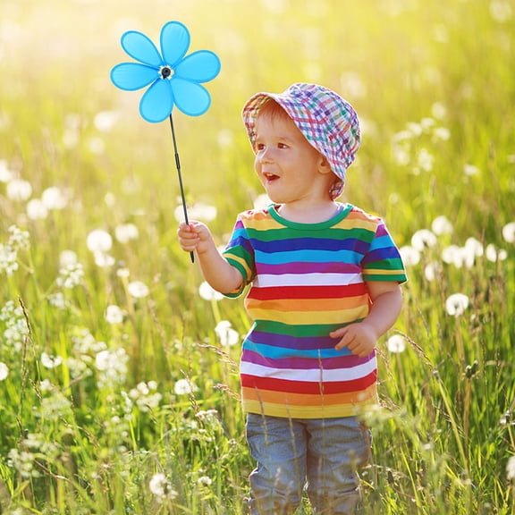 Luxshiny 6Pcs Assorted Color Garden Pinwheels with Fabric and ABS Material for Party and Yard Decoration