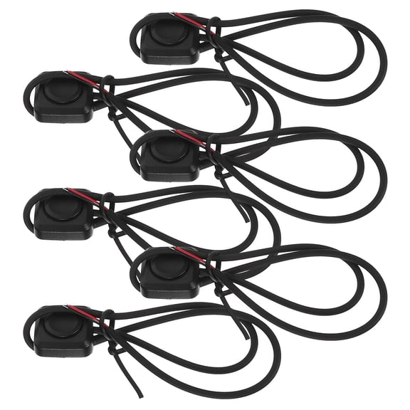 Luxshiny 6-Pack Black Plastic Prewired Push Buttons with Adhesive Backing for Car Horns, Electronic Projects, and Applications