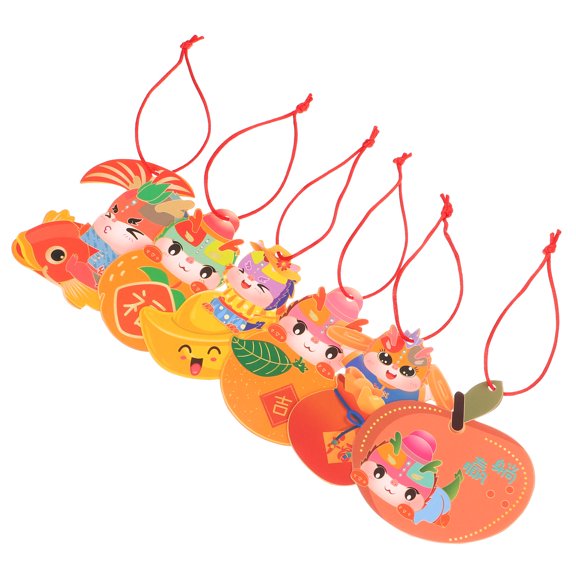 Luxshiny 6Pcs Dragon Year Hanging Ornaments Assorted Colors for Wall Window Spring Festival Decor