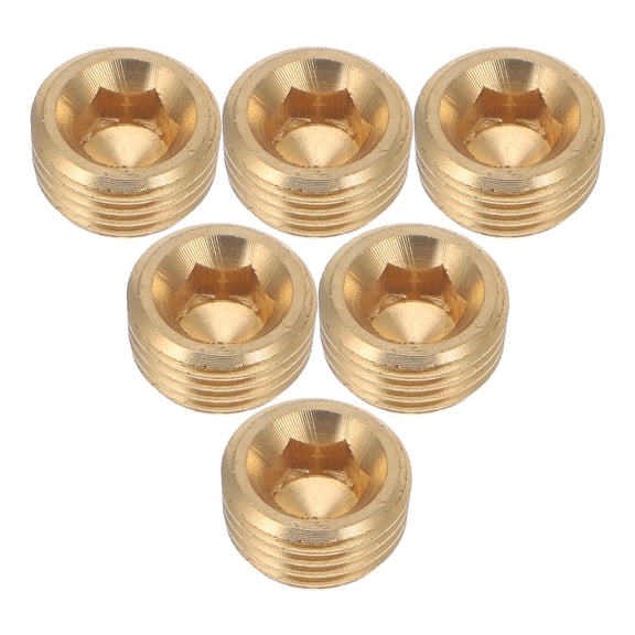 LITINKIMI 6Pcs Golden Brass Tube Plugs with Internal Hex Socket for Easy Installation and Tight Seal