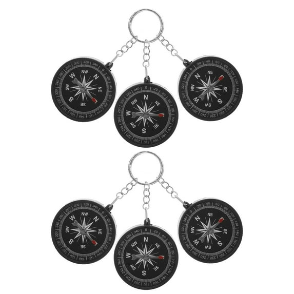 Luxshiny 6-Pack Compass Keychain Set with Design, Assorted Colors, Perfect for Outdoor, Travel, and Everyday Use