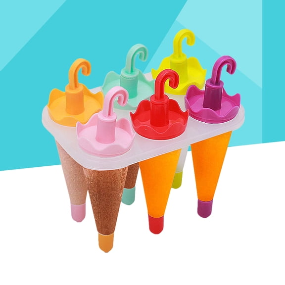 Luxshiny 6Pcs Assorted Color Umbrella Ice Mold Reusable Plastic Tray Ideal for Ice Cream Making