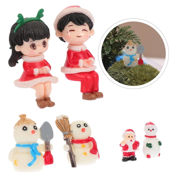 Luxshiny 6Pcs Cute Snowman Decoration Set Multi Resin For Christmas Home Decor