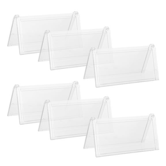 Luxshiny 6Pcs Dual Sided Clear Name Tent Holders for Wedding and Office Table Display