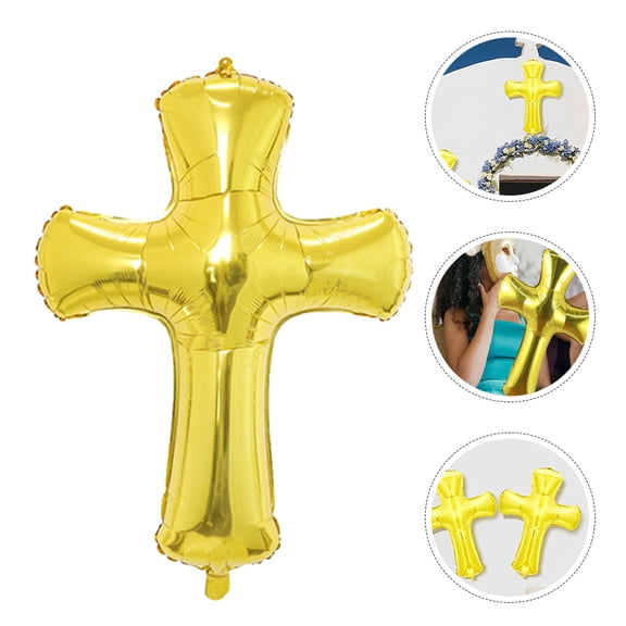 Luxshiny jesus balloon Cross Balloon Golden Aluminum Foil 6Pcs