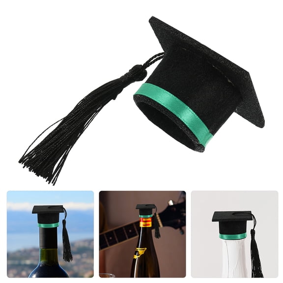 Luxshiny 6Pcs Graduation Hat Bottle Caps Green for Sophisticated Party and Bar Setup