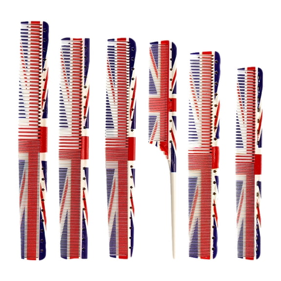 Luxshiny 6Pcs Hairdressing Comb Set Red Plastic Fine and Coarse Teeth for Smooth Detangling