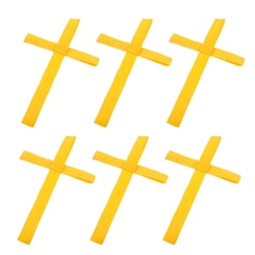 Luxshiny 6Pcs Handcrafted Yellow Palm Cross Wall Crucifix for Spiritual Decor