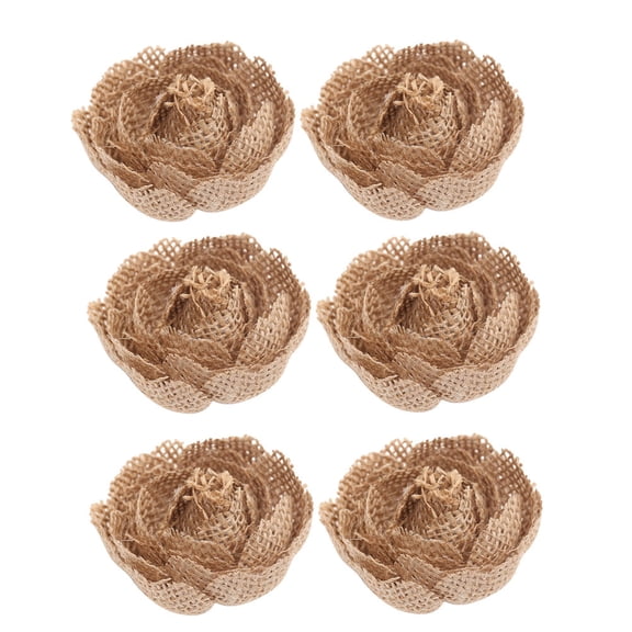 Luxshiny 6-Pack Jute Burlap Flowers for Wedding, Christmas, Party, Home and Event Decorations