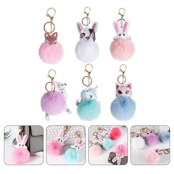 Luxshiny 6-Pack Assorted Color Cute Keychain Pendants, Decorative Key Set for Friends and Family