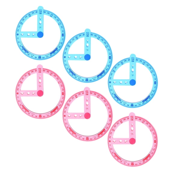 BESTYASH Clear Scale 360 Degree Protractor Assorted Color for Teaching 6Pcs