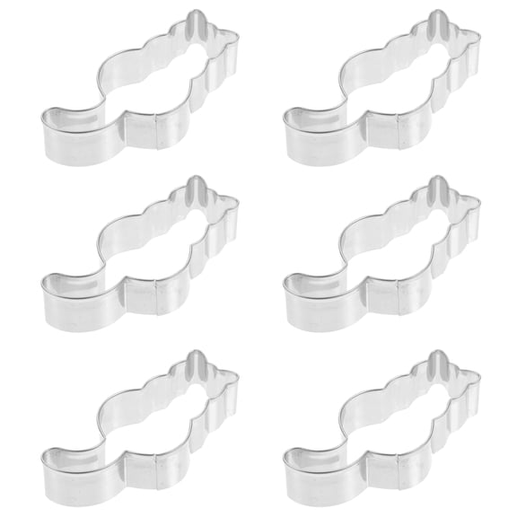 Luxshiny 6Pcs Plated Silver Stainless Steel Cookie Molds with Cat Shape for DIY Biscuit Baking
