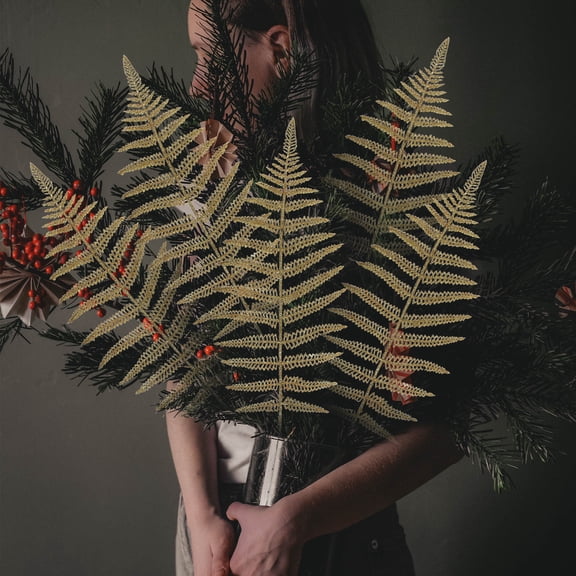 Luxshiny 6Pcs Quality Artificial Golden Leaf Picks for Stylish Home and Event Settings