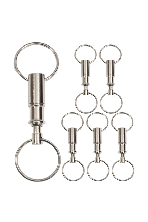 6Pcs Quick Release Keychain Heavy Duty Iron Detachable Dual Split Ring for Keys