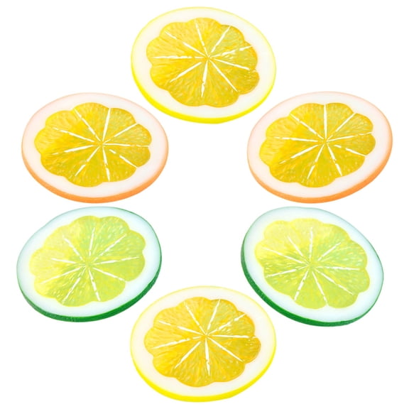 Luxshiny Lemon Cutouts Simulation Lemon Slices Assorted Color PVC 6Pcs