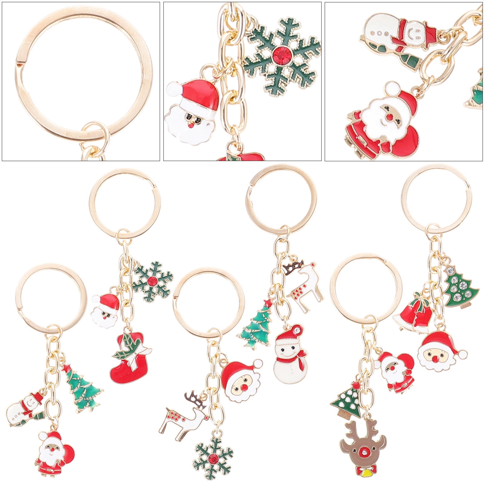 Luxshiny 6-Pack Snowman Keychains Assorted Colors Metal Charms for ...