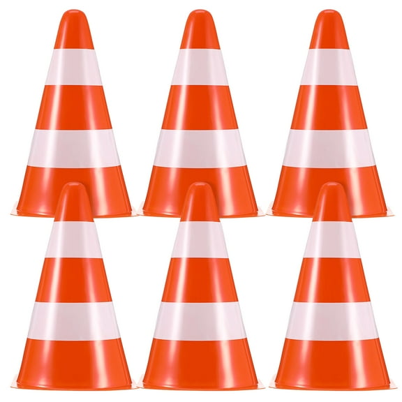 Luxshiny Set of 6 Stackable Plastic Traffic Cones with Reflective Strips for Street, Driveway, and Parking Safety