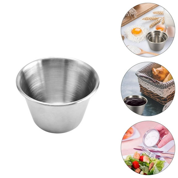 Luxshiny 6Pcs Stainless Steel Portable Sauce Seasoning Dish Condiment Holder for Picnics