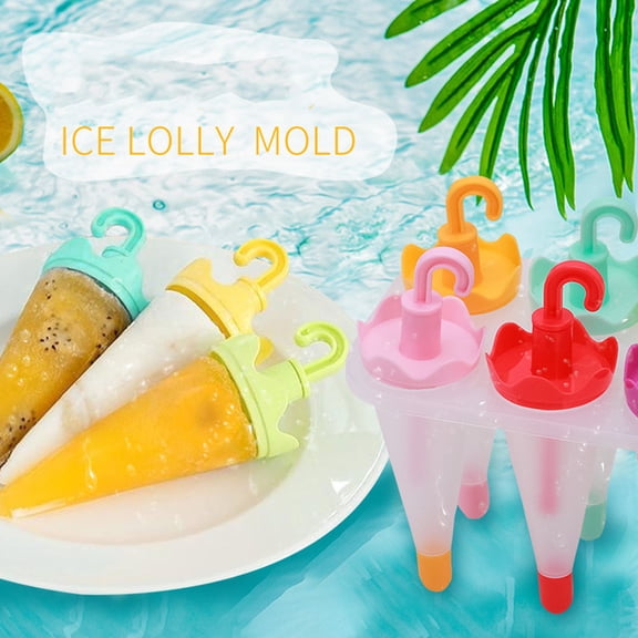 Luxshiny 6Pcs Umbrella Shape Ice Mold Made of Plastic for Ice Cream Making