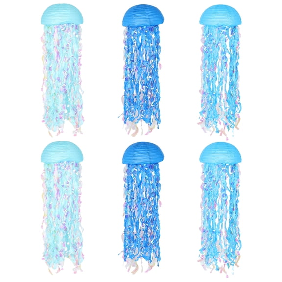 Luxshiny 6Pcs Assorted Color Mermaid Lanterns Indoor Outdoor Hanging Decor