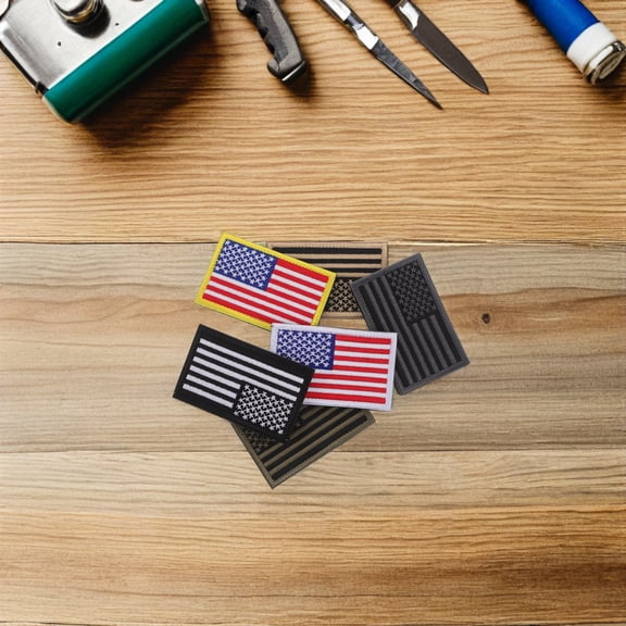 Luxshiny 6Pcs Usa Flag Patch Set with Reusable Hook and Loop Fastener for Clothing