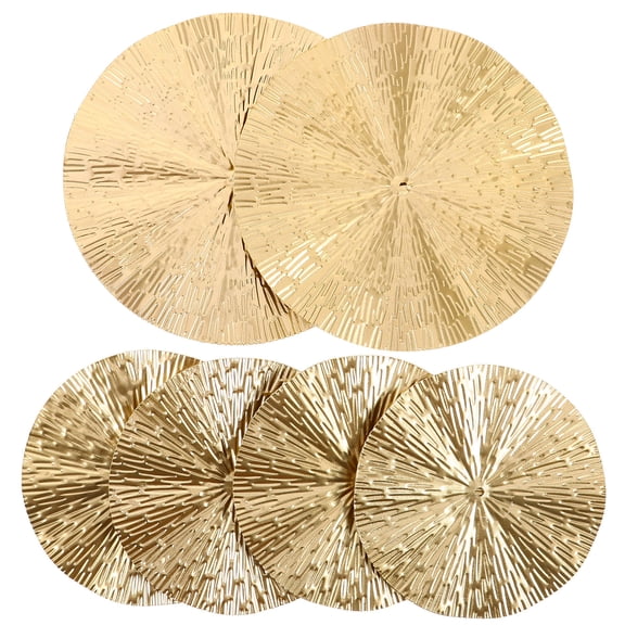 Luxshiny 6Pcs Luxurious Gold Metal Wall Hangings Circular Accent Art for Bathroom and Home Decor