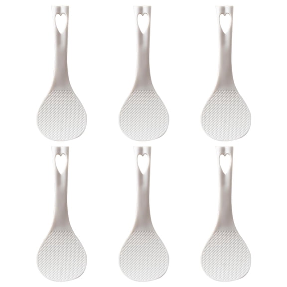 Luxshiny 6Pcs White Plastic Rice Spoons Nonstick Household Meal Spoons with Hanging Hole