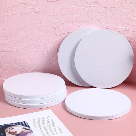 Luxshiny 6Pcs White Round Cake Drum Boards for Baking Corrugated Paper Cake Base for Secure Serving