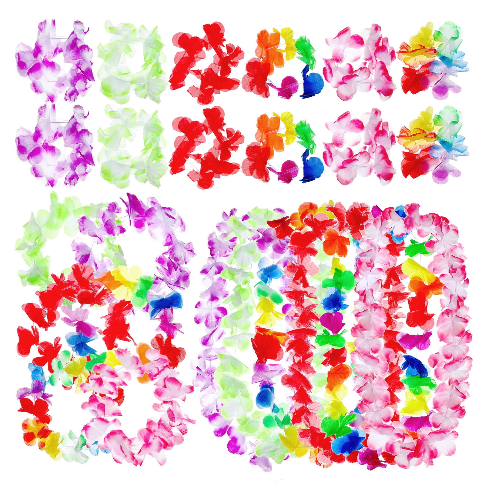 4/6/8Packs 3M Tropical Flower Lei Garland Colorful Hawaiian Luau