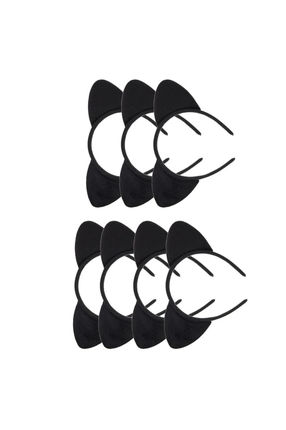 6pcs Cat Ears Headband Animal Headband Hair Fixing for Valentine's Day Black