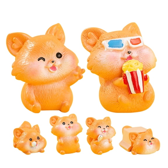 Luxshiny Set of 6 Orange Resin Squirrel Figurines for Indoor and Outdoor Decorative Charm