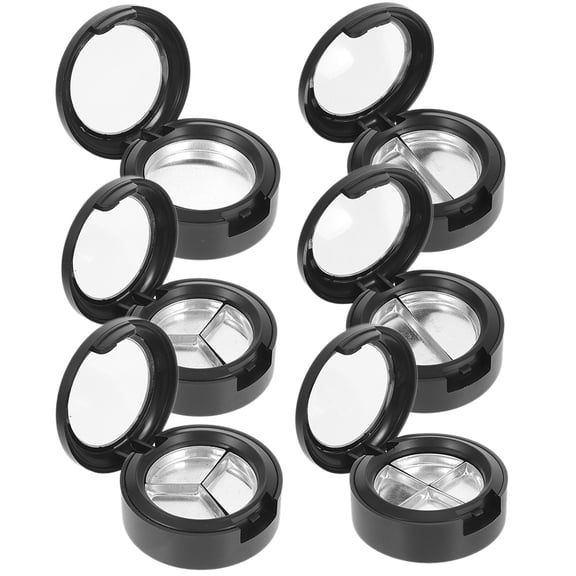Luxshiny 6-Pack Black Round Empty Eyeshadow Containers Makeup Organizer Compact Travel Storage Case