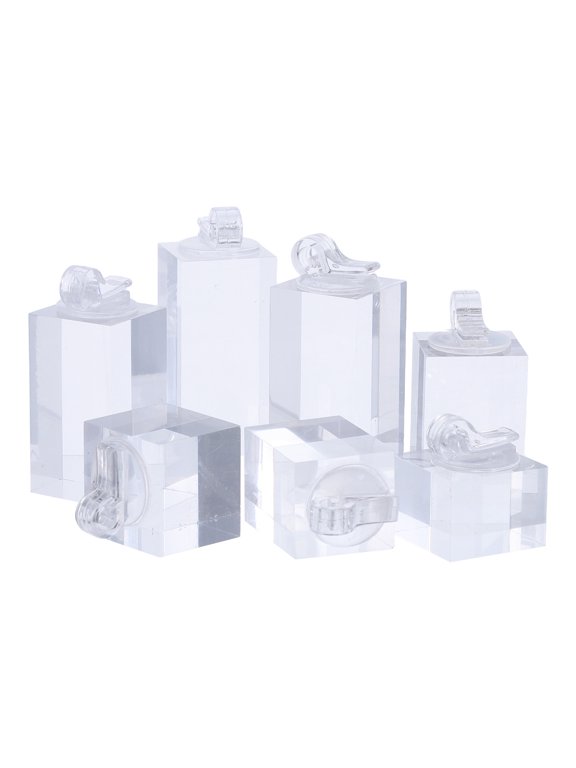 7Pcs Acrylic Pedestal Stand for Wedding Ring Display, Transparent Space Saving Design